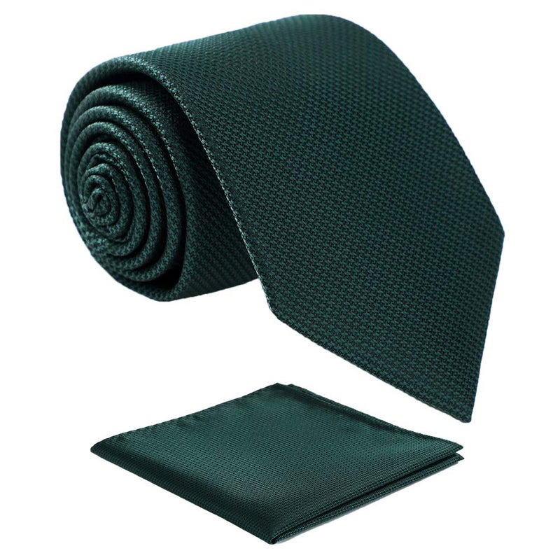 fortunatever Green Ties For Men,Mens Solid Necktie With Pocket Square+Gift Box,58"Ã—3.35" - Image 1